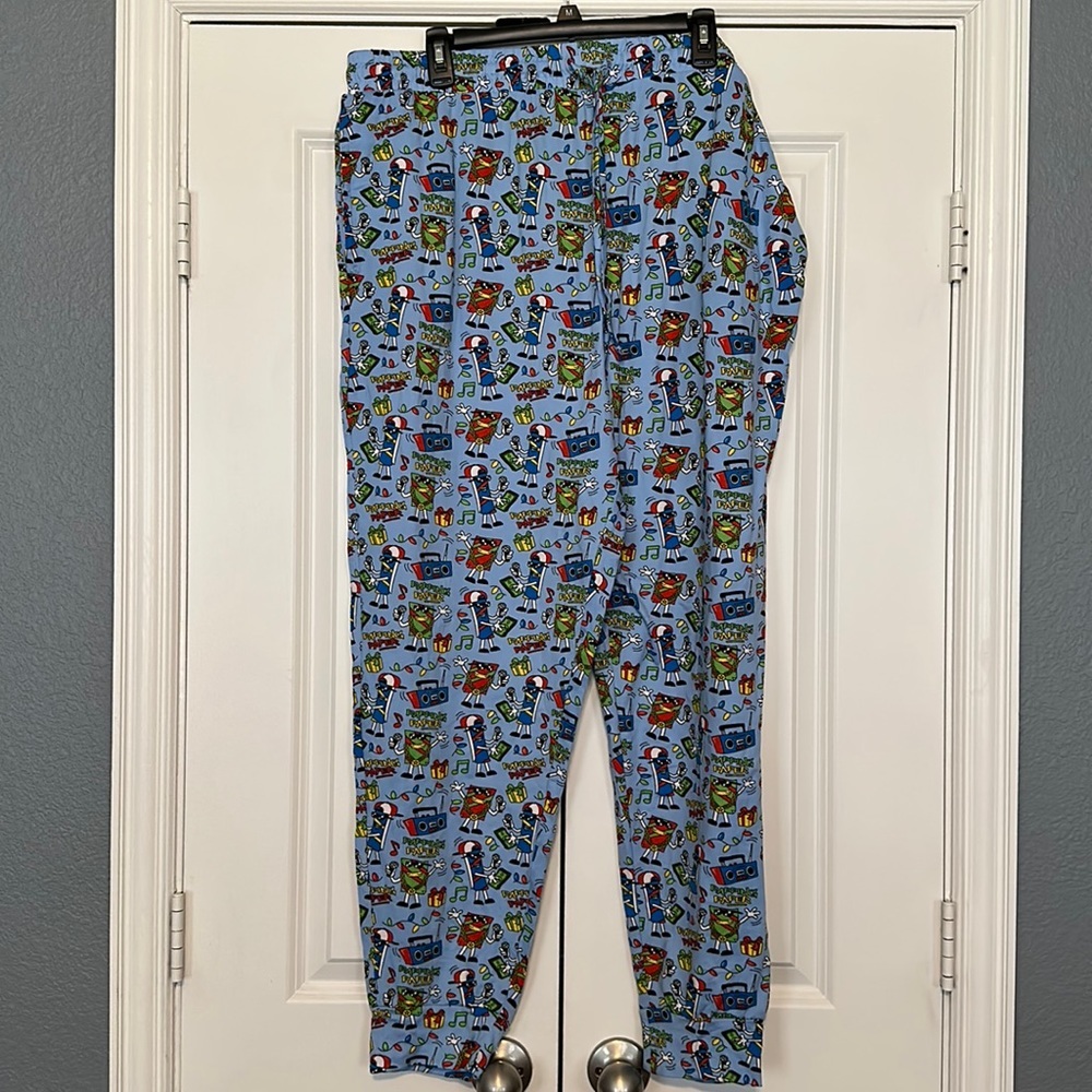 New Men’s blue‎ pajama lounge Christmas Rapping Paper pj pants size XL - Picture 3 of 7